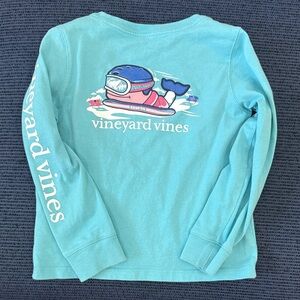 Vineyard Vines Kids Teal Long-Sleeve Whale Graphic Tee